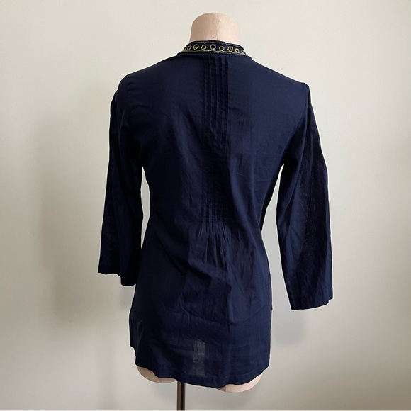LILLY PULITZER Sarasota Tunic Navy Blue with Gold Embellishments Top - Picture 7 of 11